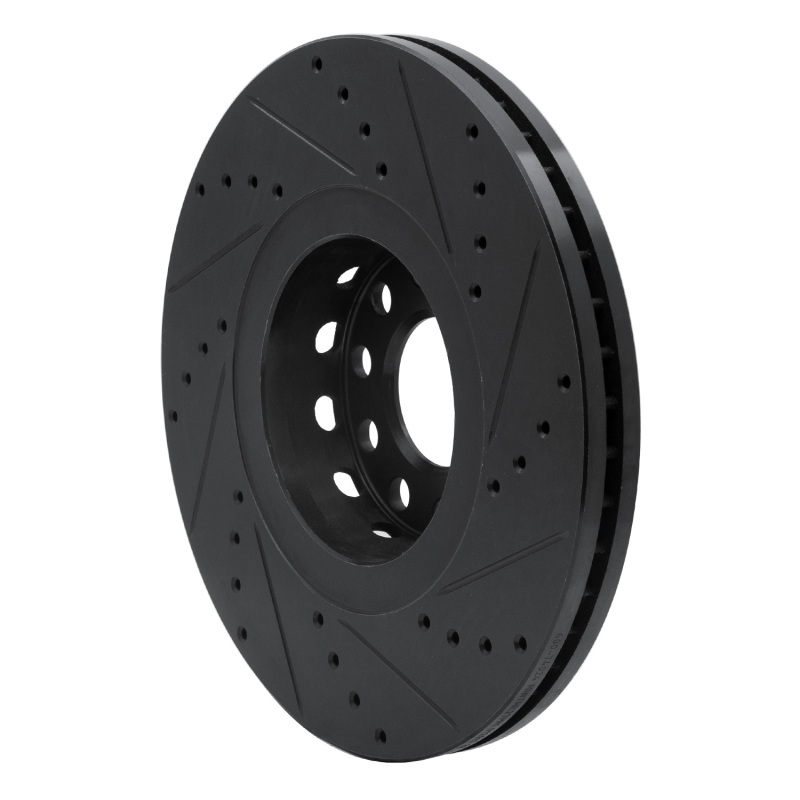 Volkswagen Passat Brake Rotor (1) - Front Left - R1 Concepts - Drilled & Slotted - Black - `02-`05